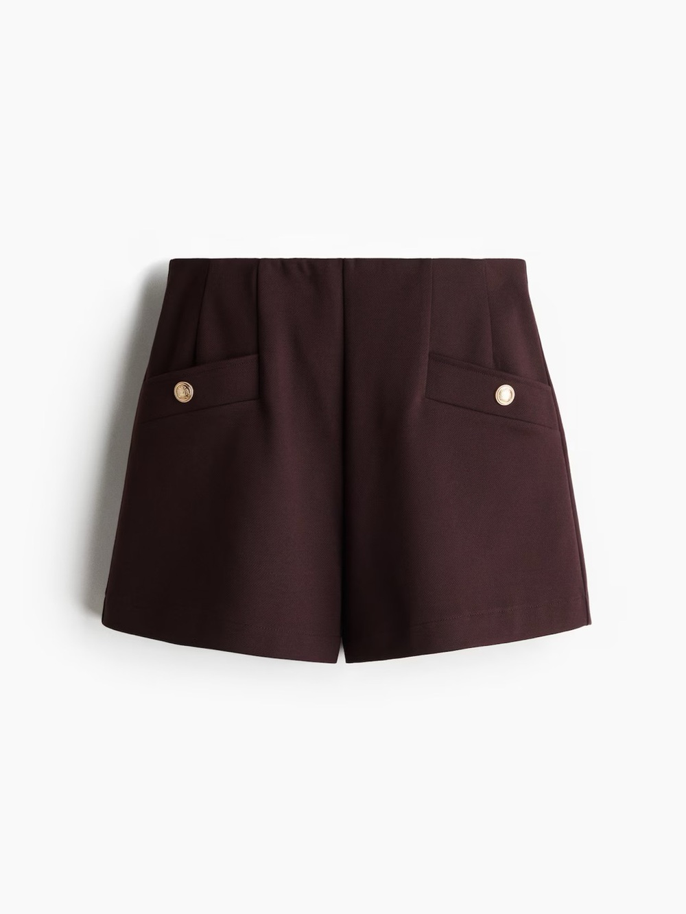 H&M High Rise Interlock Pull On Chocolate Brown Jersey Shorts